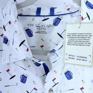 Age of Wisdom XXL Golf Print Button Up Shirt NWT